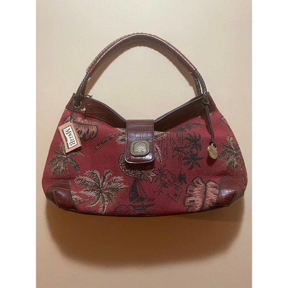 MaggieB Handbags - Maggie B Tropical Tapestry Handbag NWT Palm Trees Pineapples